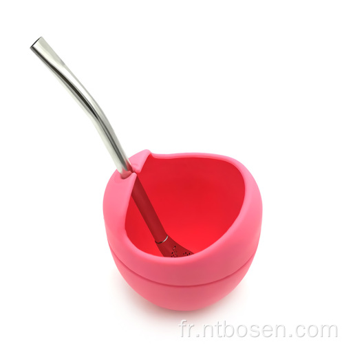 Tasse de thé en silicone pliable avec cuillère filtrante